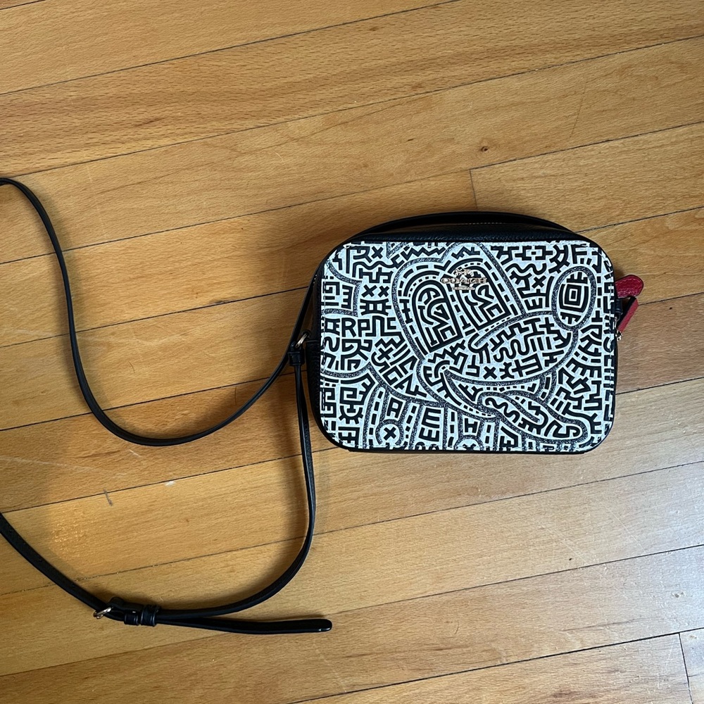 Coach Mickey Mouse x Keith Haring Camera Bag black white red